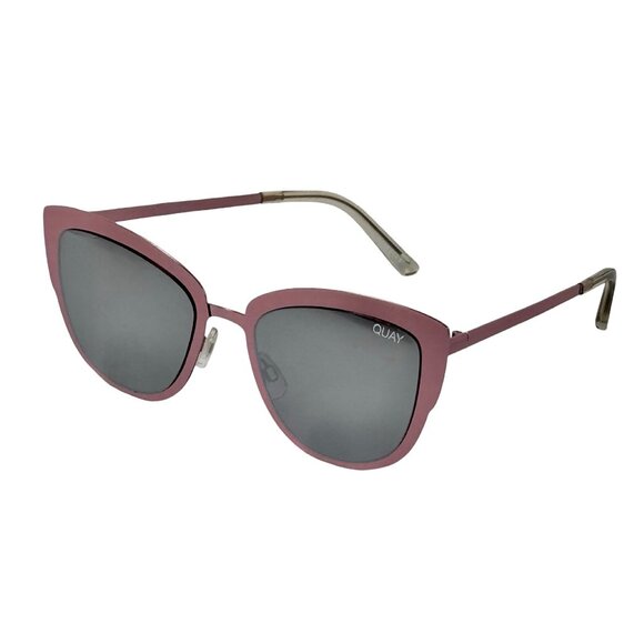 New Quay Super Girl Cat Eye Sunglasses Mirrored Oversized Pink Metal Frame - Picture 4 of 15